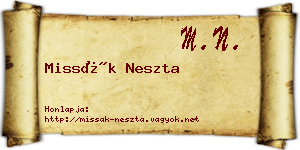 Missák Neszta névjegykártya